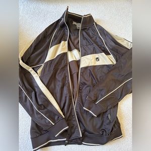 oversized brown athletic jacket